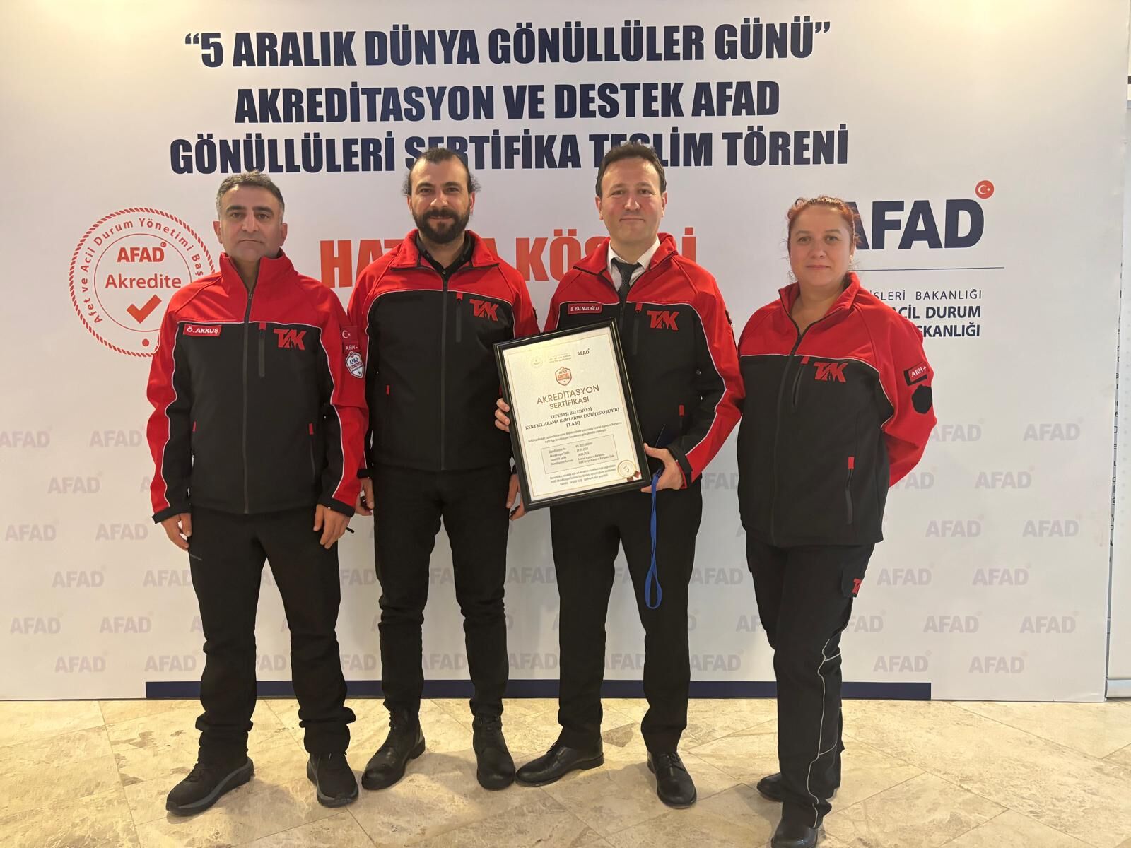 TAK Ekibi AFAD gönüllüsü olarak akredite edildi