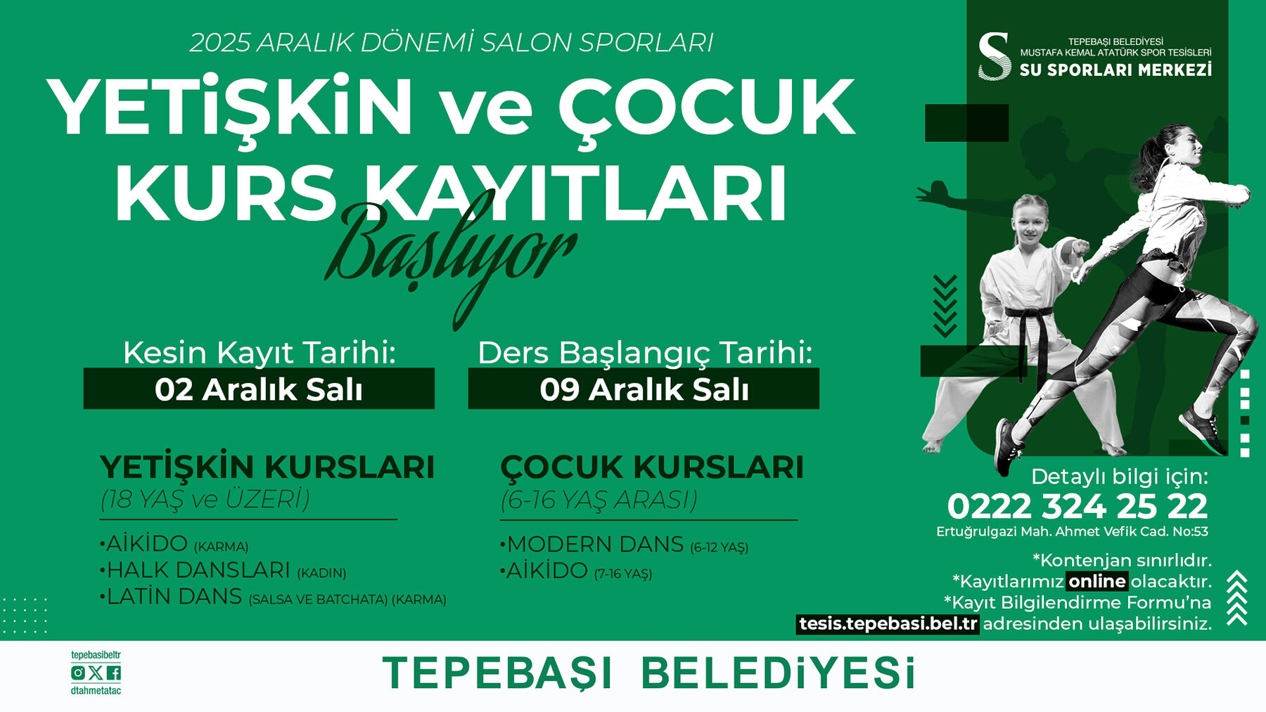 Tepebaşı'nda yetişkin ve çocuk kursları başlıyor