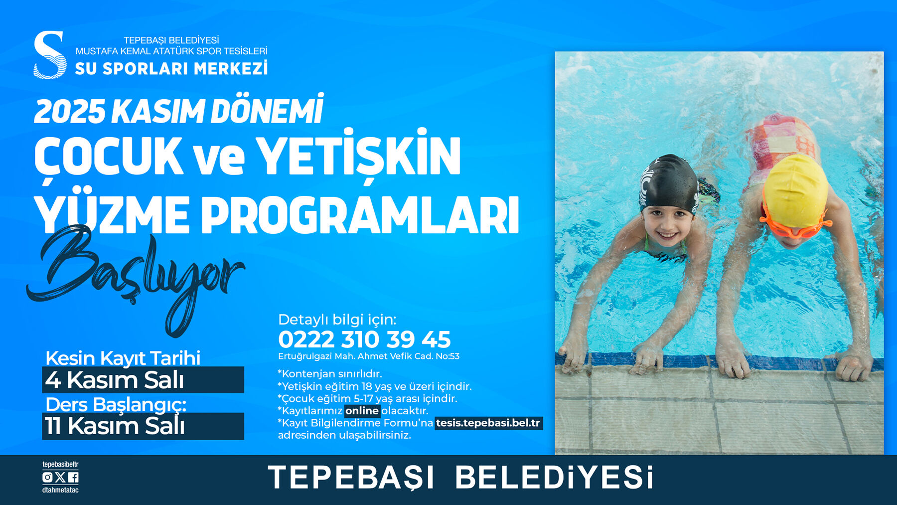 Tepebaşı’nda yüzme kayıtları başlıyor