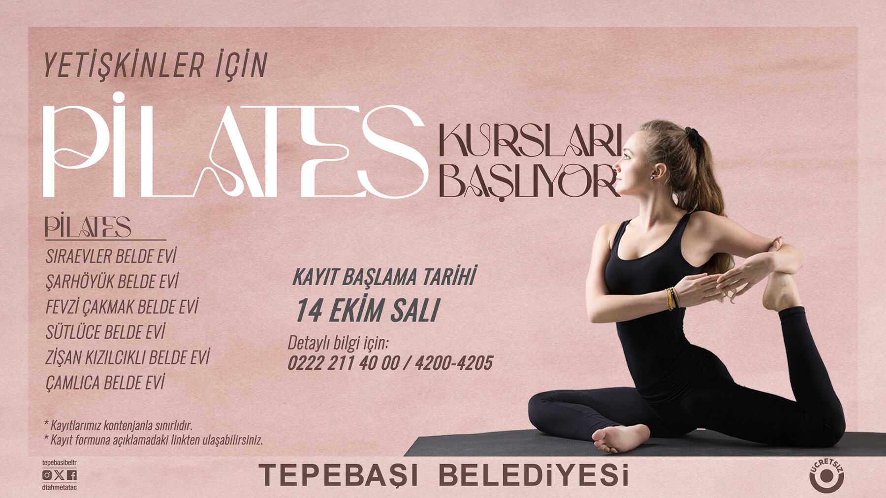 Yetişkinlere pilates  kursları başlıyor