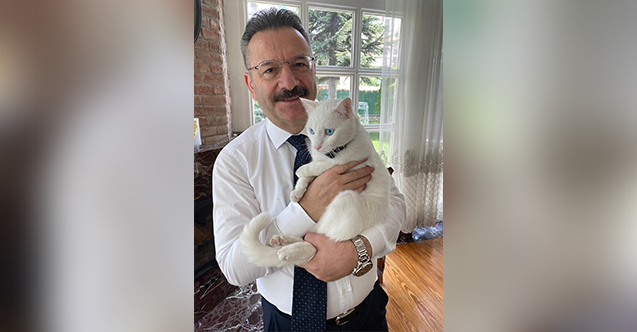 Vali Aksoy veteriner hekimlerin gününü kedisi Pamuk ile kutladı