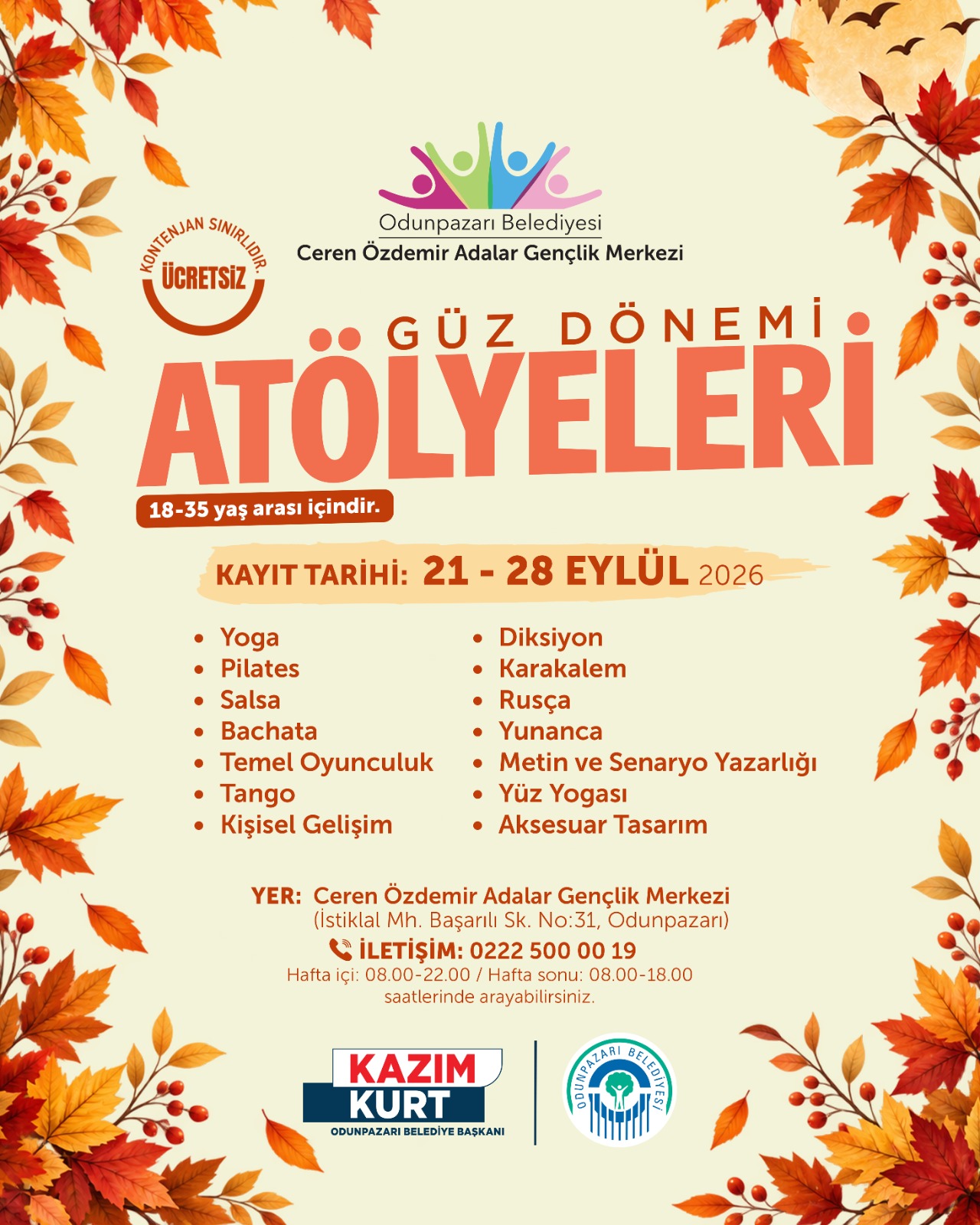 Odunpazarı Belediyesinden Gençlere Ücretsiz Sonbahar Atölyeleri (3) Odunpazarı Belediyesinden Gençlere Ücretsiz Sonbahar Atölyeleri (3)