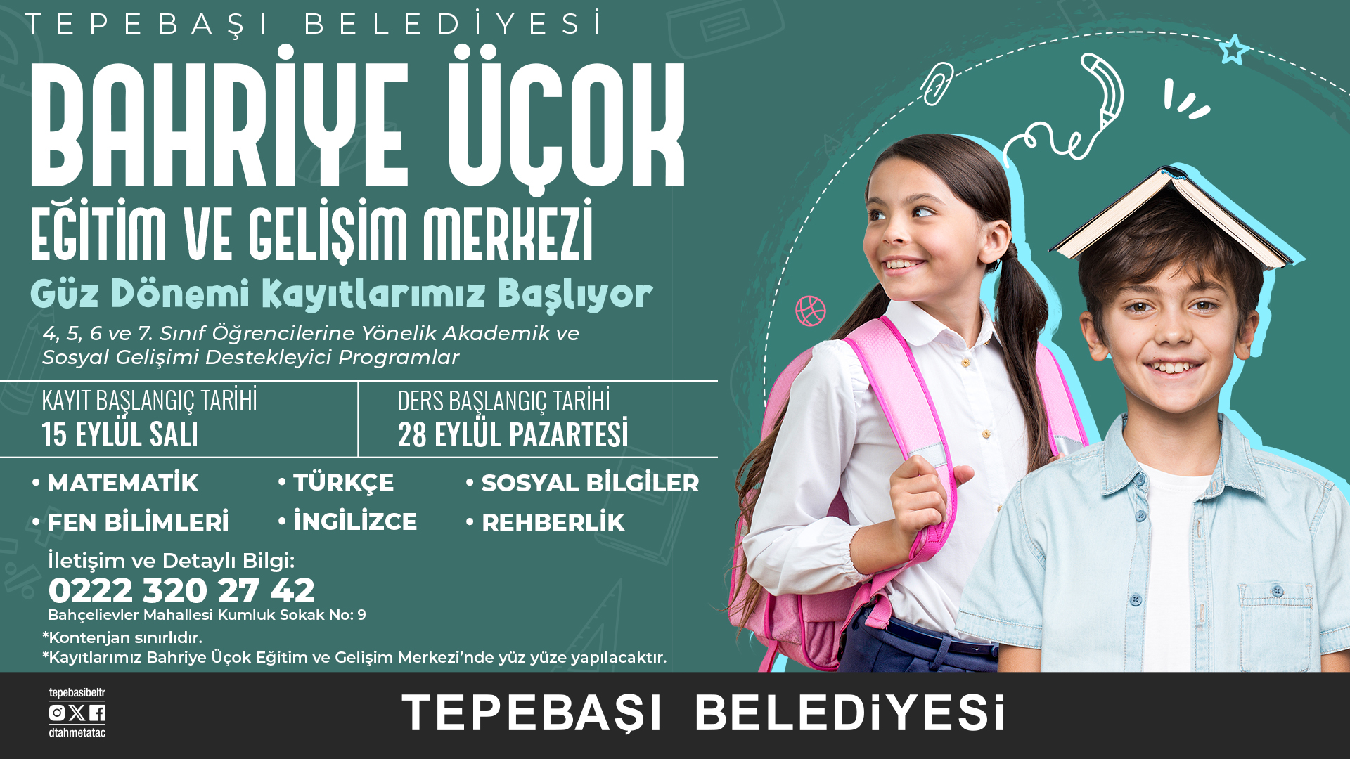 Tepebaşı Belediyesi Güz Dönemi Eğitim Desteği Kayıtları Başlıyor